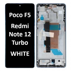Xiaomi Poco F5 / Redmi Note 12 Turbo (5G) (2023) LCD touch screen (Original Service Pack) with frame [White] 560002M16T00